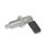 GN 721.6 Pistoncini di posizionamento a molla con leva, acciaio INOX, con funzione di bloccaggio, con arresto di fine corsa a 180° Tipo: LBK - Blocco a sinistra, con protezione in plastica, con controdado