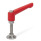 GN 306 Manettes indexables, Zinc moulé sous pression, insert inox, avec goujons filetés, avec pointes spéciales Type: NDN - Extrémité sphérique, avec patin inox
Couleur: R - Rouge, RAL 3000, finition texturée