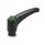 GN 603 Manettes indexables, plastique, douille en laiton, avec bouton de déverrouillage Couleur du bouton de déverrouillage: DGN - vert, RAL 6017, brillant