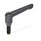GN 306 Manettes indexables, zinc moulé sous pression, insert acier, avec goujons filetés, avec pointes spéciales Type: MS - Pointe en laiton
Couleur: B - Noir, RAL 9005, finition texturée