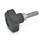 GN 5337.3 Boutons étoile débrayables, plastique, goujon fileté acier/inox, engagement après poussée Matériau: NI - Inox