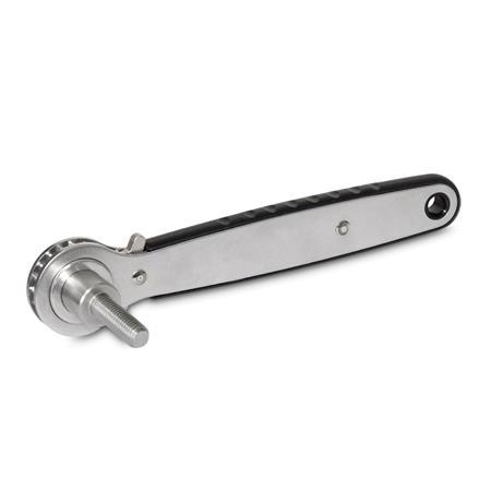 Manettes à cliquet GN 318: Inox, avec goujon fileté