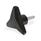 GN 533 Boutons à trois lobes avec goujon fileté, plastique, goujon fileté acier Couleur du capuchon: DSW - noir, RAL 9005, finition mat