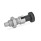GN 717 Pistoncini di posizionamento a molla in acciaio INOX, con manopola, con e senza posizione di arresto Tipo: CK - Con posizione di arresto, con controdado
Materiale: NI - Acciaio inox