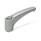 GN 602.1 Manettes indexables, zinc moulé sous pression, insert en Inox, avec filetage interne / trou alésé Couleur: SR - argenté, RAL 9006, finition texturée