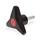 GN 533 Boutons à trois lobes avec goujon fileté, plastique, goujon fileté acier Couleur du capuchon: DRT - rouge, RAL 3000, finition mat