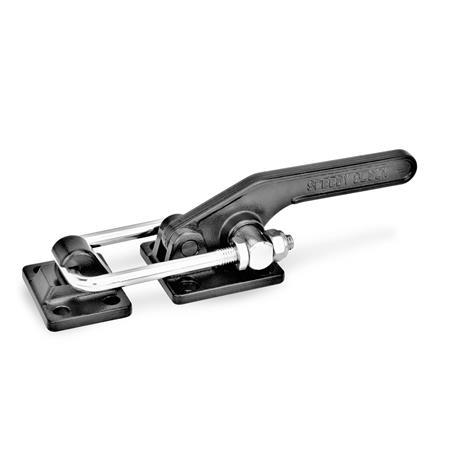 GN 852 Verschlussspanner, schwere Ausführung Form: T2 - mit Befestigungsbohrungen, mit Zugbügel, mit Gegenhalter