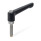 GN 306 Maniglie a ripresa, lega di zinco pressofusa, inserto acciaio INOX, con perni filettati, con puntali speciali Tipo: MSN - Puntale in ottone
Colore: B - Nero, RAL 9005, finitura testurizzata