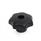 DIN 6336 Boutons étoile, plastique, douille en acier Matériau: KT - Plastique
Type: D - avec alésage traversant fileté