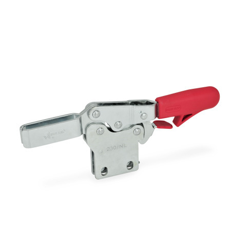 Sauterelles GN 820.4: Acier, manette d'actionnement horizontale, avec mécanisme de verrouillage, embase verticale