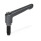 GN 306 Manettes indexables, zinc moulé sous pression, insert acier, avec goujons filetés, avec pointes spéciales Type: DZ - Pointe ovale durcie
Couleur: B - Noir, RAL 9005, finition texturée