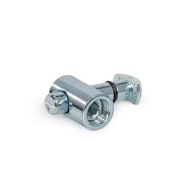 GN 25b Raccords rapides, acier, pour profilés en aluminium (système modulaire de type b), goujon d'assemblage asymétrique Type: A - Goujon d'assemblage asymétrique<br />Codage: P - Tasseau pour rainures en T parallèle