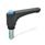 GN 600 Maniglie a ripresa piatte, plastica, perno filettato in acciaio, con pulsante di sblocco Color (Releasing button): DBL - blu, RAL 5024, finitura lucida