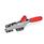 GN 850.2 Attrezzi di serraggio, Acciaio INOX, con gancio di sicurezza, per operazioni di trazione Tipo: T - Con asse di trazione, con fermo
Materiale: NI - Acciaio inox