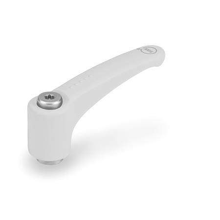 Manettes indexables GN 604.1: Plastique antimicrobien, insert inox, avec insert fileté