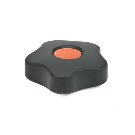 Boutons étoile GN 5331: Plastique, douille laiton, type bas, capuchon coloré