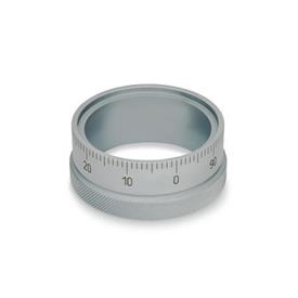 GN 264 Bagues graduées, acier, chromées mates Type: MCRS - chromé mat, échelle 0...90, 100 graduations, schéma de graduation d<sub>1</sub>/100 A RA 0-10 20...90/10
