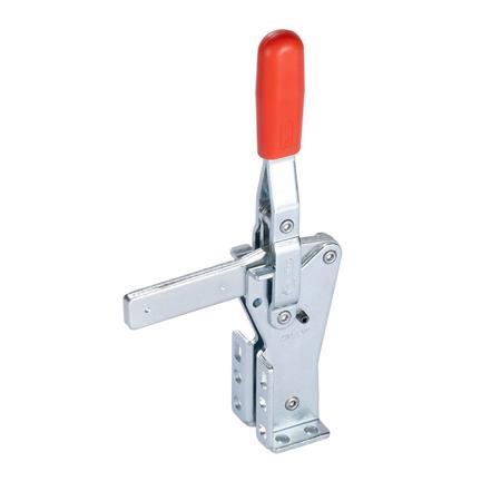 Sauterelles GN 812.1: Acier, manette d'actionnement verticale, avec base de montage à bride double