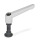 GN 306 Manettes indexables, zinc moulé sous pression, insert acier, avec goujons filetés, avec pointes spéciales Type: KD - Extrémité sphérique, avec patin POM
Couleur: S - Argenté, RAL 9006, finition texturée