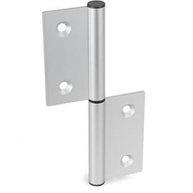 GN 2294 Scharniere, aushängbar, für Aluminiumprofile / Flächenelemente Form: I - Scharnierflügel innenliegend<br />Kennzeichen: C - mit Senkbohrungen<br />l<sub>2</sub>: 162