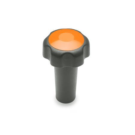 Volantini di serraggio a stella GN 5332: Plastica, boccola ottone, con albero allungato