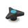 GN 533 Boutons à trois lobes, plastique, douille filetée laiton / inox Couleur du capuchon: DBL - bleu, RAL 5024, finition mat