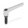 GN 306 Maniglie a ripresa, lega di zinco pressofusa, inserto acciaio, con perni filettati, con puntali speciali Tipo: DZ - Puntale ovale temprato
Colore: S - Argento, RAL 9006, finitura testurizzata