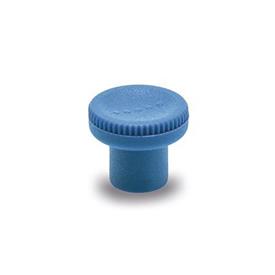 GN 676 Boutons moletés, plastique, détectables, conforme FDA, douille filetée inox Matériau/Finition: VDB - visible à l’œil nu, bleu, RAL 5005, finition mat