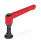 GN 306 Manettes indexables, zinc moulé sous pression, insert acier, avec goujons filetés, avec pointes spéciales Type: KD - Extrémité sphérique, avec patin POM
Couleur: R - Rouge, RAL 3000, finition texturée