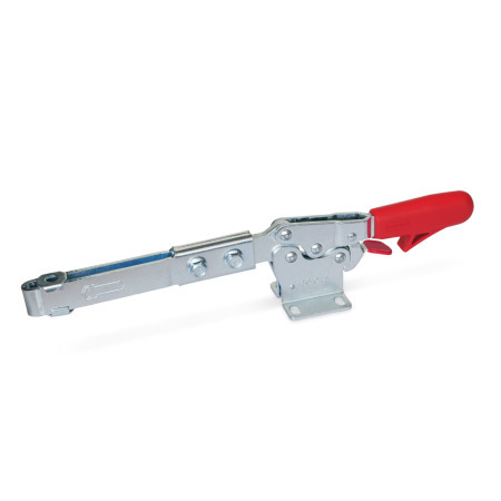 Sauterelles GN 820.3: Acier, manette d'actionnement horizontale, avec mécanisme de verrouillage + embase horizontale