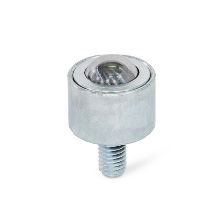 Elementi di scorrimento a sfera GN 509.5: Corpo di contenimento in acciaio/acciaio INOX, con perno filettato