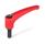 GN 602 Manettes indexables, zinc moulé sous pression, insert en acier, avec goujon fileté Couleur: RS - rouge, RAL 3000, finition texturée