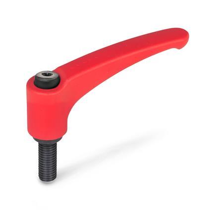 Manettes indexables GN 602: Zinc moulé sous pression, insert en acier, avec goujon fileté