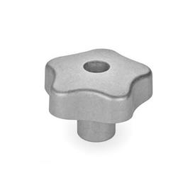 GN 5336 Sterngriffe, Aluminium Form: D - mit Gewinde-Durchloch<br />Oberfläche: MT - matte Oberfläche (Gleitschliff)