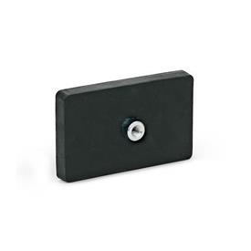 GN 57.1 Aimants de retenue de forme rectangulaire, avec gaine en caoutchouc Type: A - avec 1 filetage femelle<br />Couleur: SW - noir