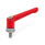 GN 300.7 Manettes indexables, zinc moulé sous pression, insert en inox, avec filetage mâle, à force de serrage accrue Couleur: RS - rouge, RAL 3000, finition texturée