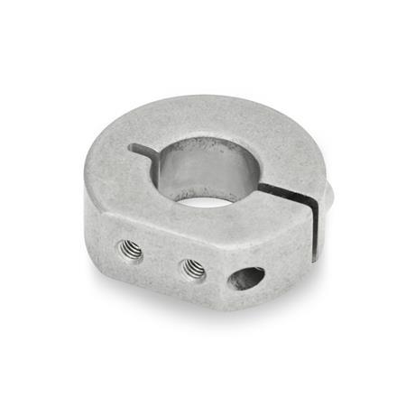 GN 7062.1 Anelli di bloccaggio con intaglio in acciaio INOX, con fori filettati di montaggio Tipo: A - Fori filettati di montaggio, radiali