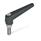 GN 101.1 Manettes indexables, zinc moulé sous pression, insert en Inox, avec goujon fileté Couleur: SW - Noir, RAL 9005, finition texturée