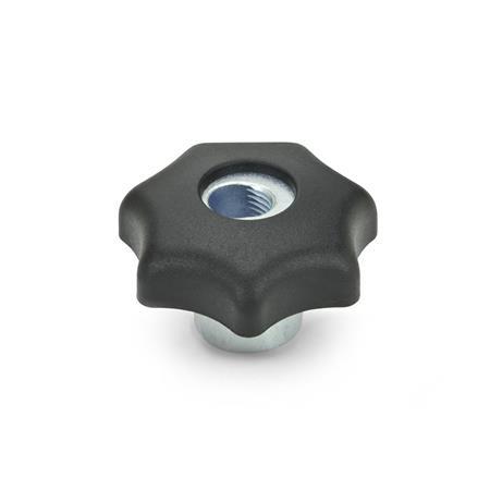 Schnellspann-Sterngriffe GN 6336.3: Kunststoff, Gewindebuchse Stahl