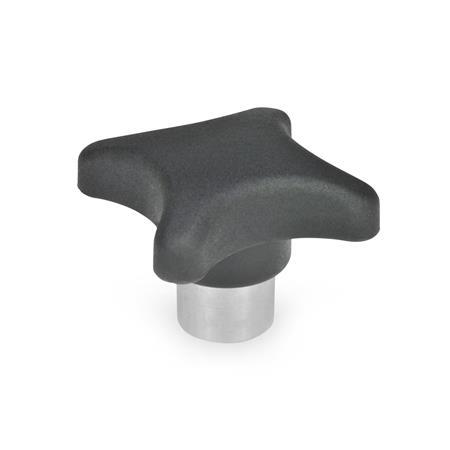 Boutons à main GN 6335.2: Polyamide, avec douille saillante en inox