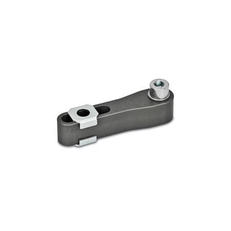 Bras de serrage GN 875.2: pour vérins de serrage pivotants pneumatiques GN 875/GN 876, aluminium, avec trou oblong