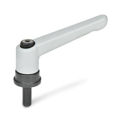 Manettes indexables GN 300.4: Zinc moulé sous pression, insert acier, avec filetage mâle, à force de serrage accrue