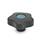 GN 5337.7 Volantini di serraggio a stella, plastica, boccola filettata acciaio INOX, con calottine colorate Tipo: E - Con calottina (foro cieco filettato)
Colore della calottina: DBL - blu, RAL 5024, finitura mat