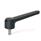 GN 126.1 Manettes indexables basses, zinc moulé sous pression, insert en inox, avec goujon fileté Couleur: SW - Noir, RAL 9005, finition texturée