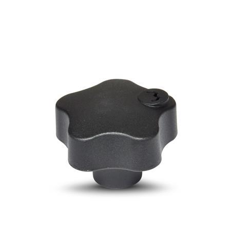 Boutons étoile débrayables GN 5337.8: Plastique, douille filetée laiton