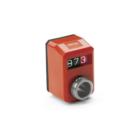 GN 955.2 Stellungsanzeiger, 3-stellig, digitale Anzeige, mechanisches Zählwerk, Hohlwelle Edelstahl 