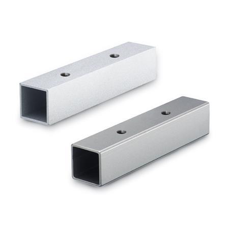 Tubes de construction avec trous de verrouillage GN 990.1: pour glissières de fermeture GN 134.7 / GN 147.7, aluminium / inox