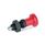 GN 617.2 Pistoncini di posizionamento a molla, plastica, perno del puntale acciaio INOX, con e senza posizione di arresto, con manopola rossa Tipo: BK - Senza posizione di arresto, con controdado
Materiale: NI - Acciaio inox