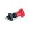 GN 617.2 Rastbolzen, Führung Kunststoff, Raststift Edelstahl, mit rotem Knopf Form: BK - ohne Rastsperre, mit Kontermutter
Werkstoff: NI - Edelstahl