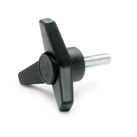 Boutons Tristar avec goujon fileté GN 5330: Plastique, goujon fileté acier